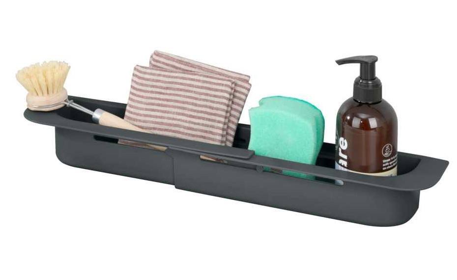 Diskbänksförvaring, Över diskho, SINK CADDY, 35,5 ~ 49,4 x 8,5 x H 5,5 cm, Mörkgrå