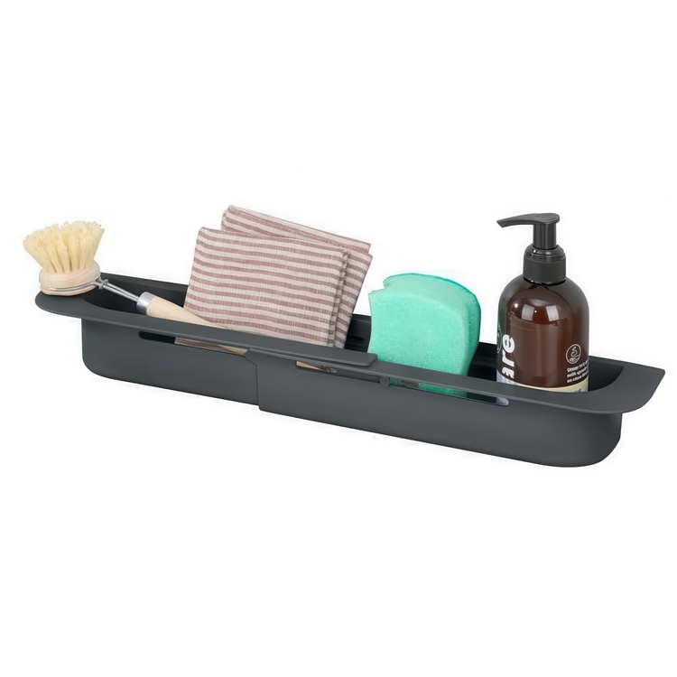 Diskbänksförvaring, Över diskho, SINK CADDY, 35,5 ~ 49,4 x 8,5 x H 5,5 cm, Mörkgrå