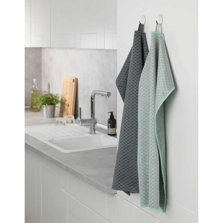 Diskhanddukar för Glas, 2 st, MIKO GLASS TOWELS, 40 x H 60 cm, Grå / Turkos