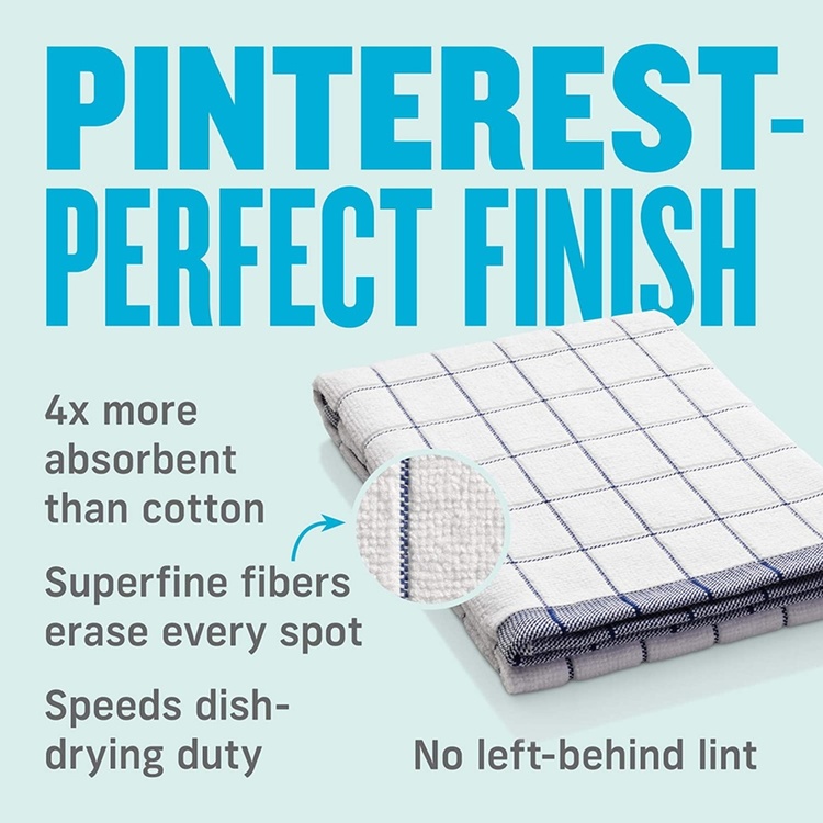 Diskhanduk i Mikrofiber, GREEN CHECK TEA TOWEL, 40 x 60 cm, Vit / Grön