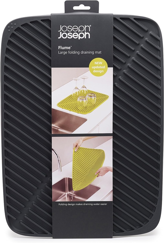 Diskmatta, FLUME LARGE FOLDING DRAINING MAT, 31,5 x 43,5 cm, Joseph Joseph, Mörkgrå