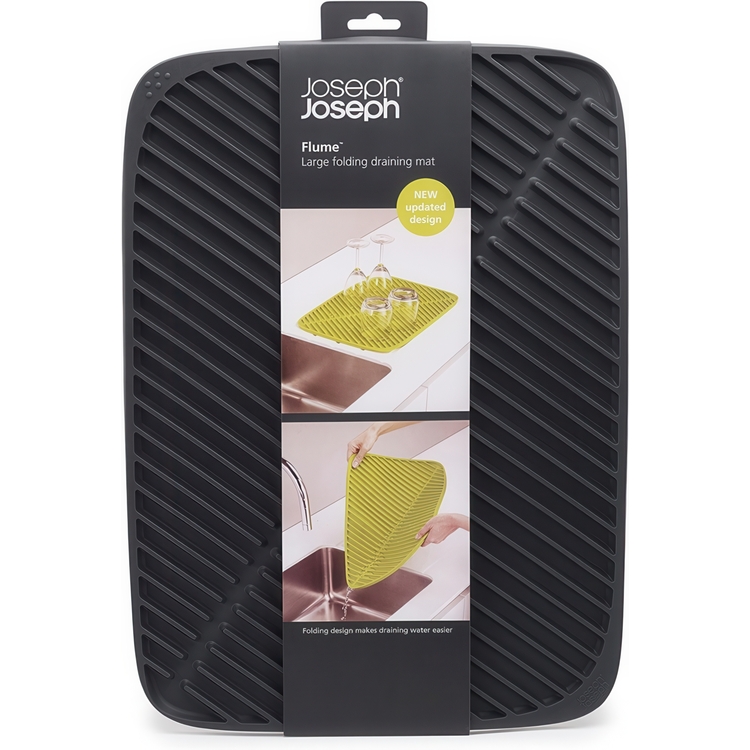 Diskmatta, FLUME LARGE FOLDING DRAINING MAT, 31,5 x 43,5 cm, Joseph Joseph, Mörkgrå