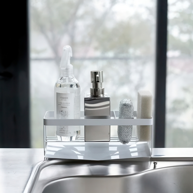 Diskmedel & svamphållare i metall, TOWER SINK ORGANISER, Yamazaki, Vit