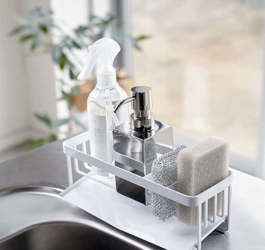 Diskmedel & svamphållare i metall, TOWER SINK ORGANISER, Yamazaki, Vit