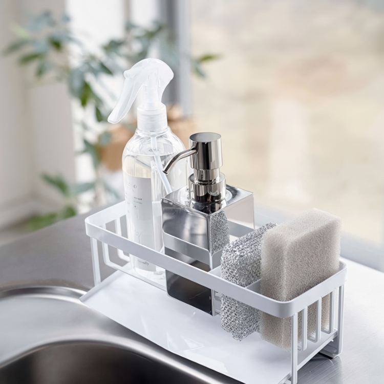 Diskmedel & svamphållare i metall, TOWER SINK ORGANISER, Yamazaki, Vit