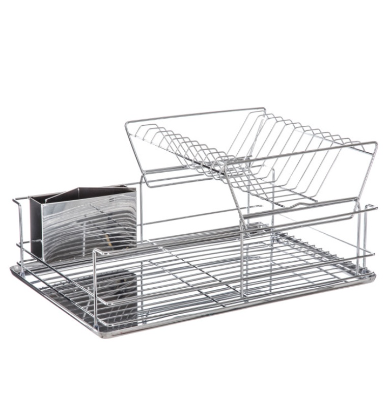 Diskställ i rostfritt stål, bestickkorg, INOX, 47 x 33 x H 23 cm, Silver