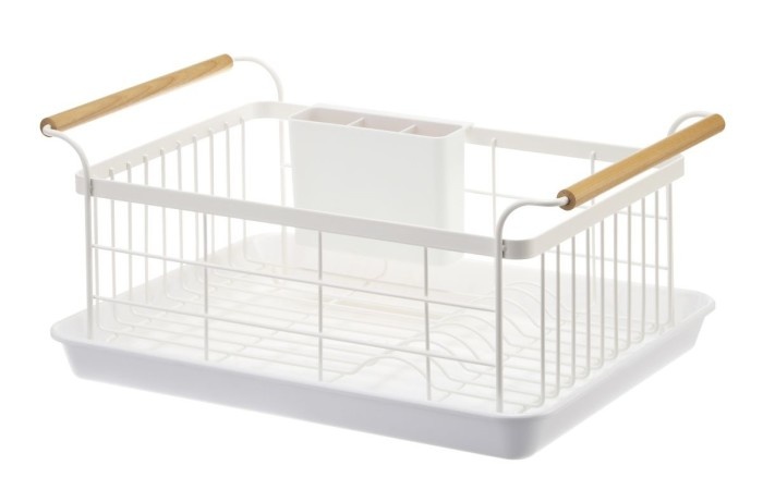 Diskställ med bricka, TOSCA DISH DRAINER, 47 x 33,5 x H 20 cm, Yamazaki, Vit