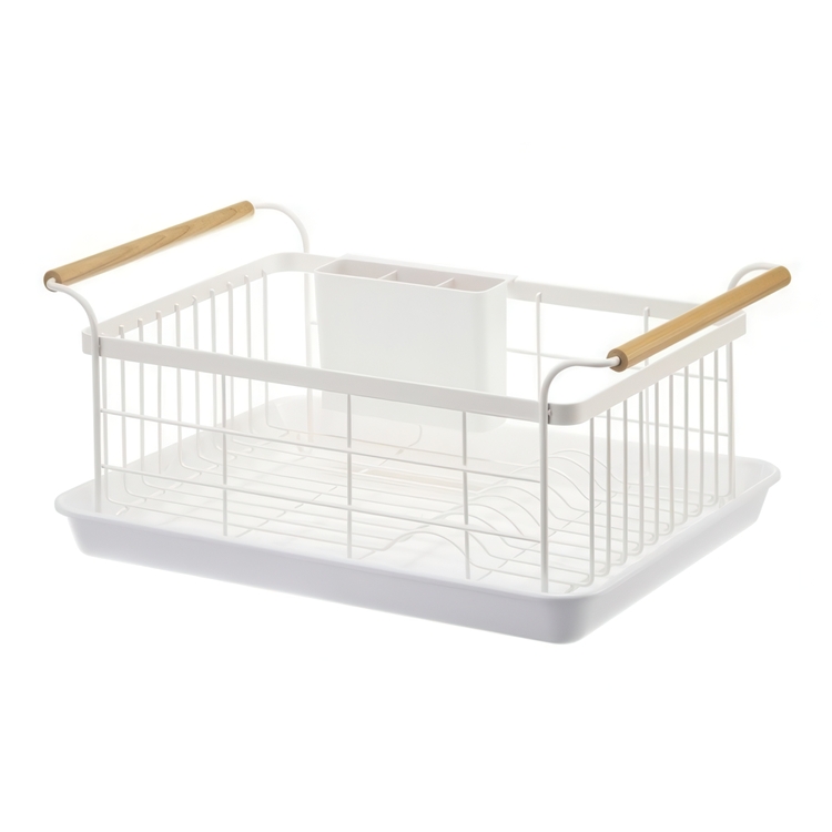 Diskställ med bricka, TOSCA DISH DRAINER, 47 x 33,5 x H 20 cm, Yamazaki, Vit