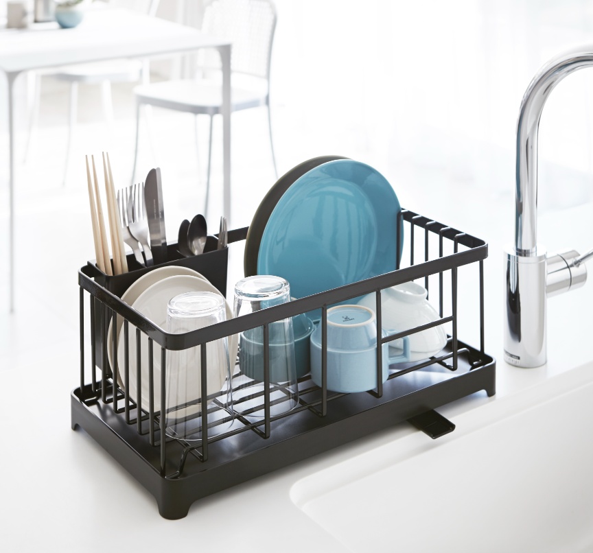 Diskställ med bricka, TOWER SINK DRAINER, 23 x 42 x H17 cm, Yamazaki,