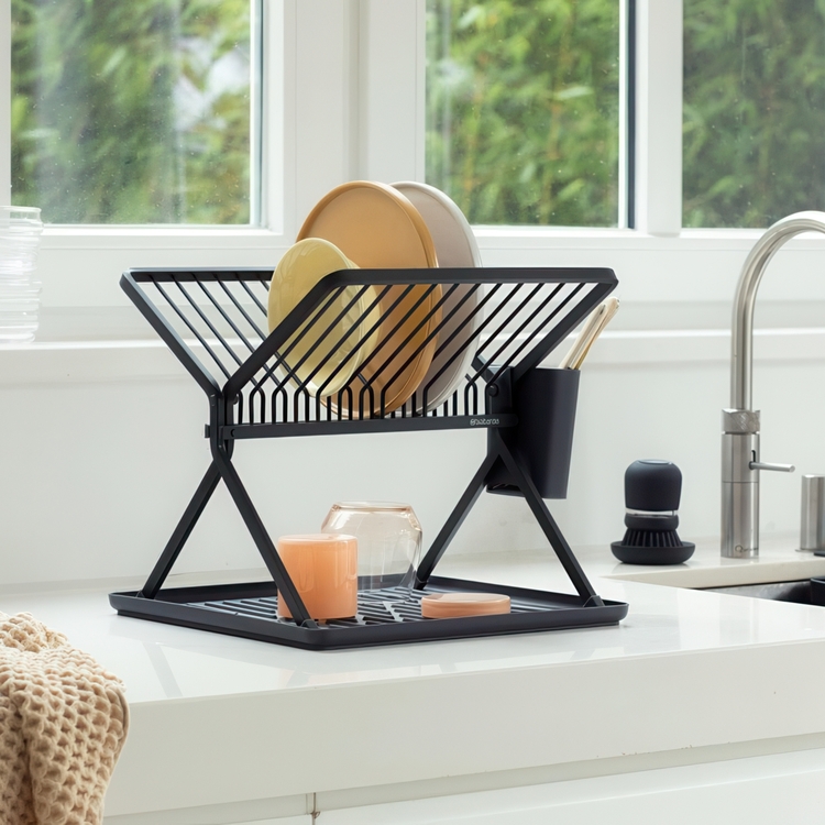 Diskställ, BRABANTIA COMPACT FOLDABLE DISH RACK, 33 x 37 x H 31,5 cm, Mörkgrå