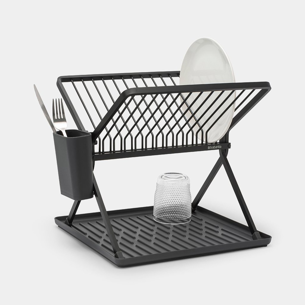 Diskställ, BRABANTIA COMPACT FOLDABLE DISH RACK, 33 x 37 x H 31,5 cm, Mörkgrå