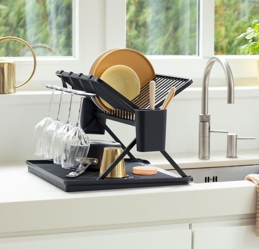 Diskställ, BRABANTIA LARGE FOLDABLE DISH RACK, 42 x 51 x H 33 cm, Mörk