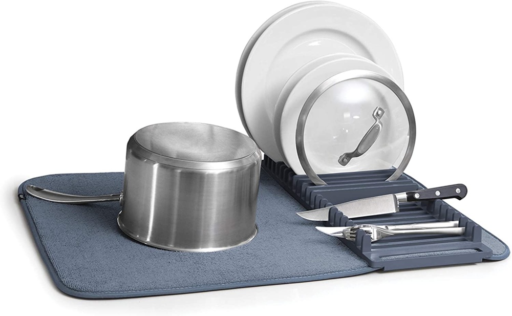 Diskunderlägg med Diskställ, UDRY, 61 x 46 x H 4 cm, Umbra, Denim-blå