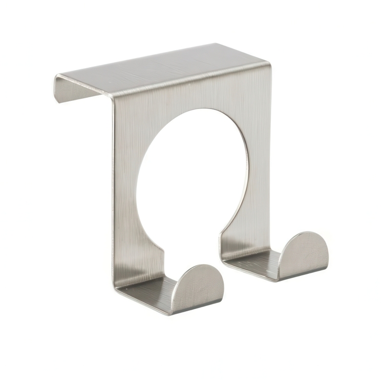 Dubbelkrok i metall för skåpdörr, 2 cm, DOPPELHAKEN, Silver