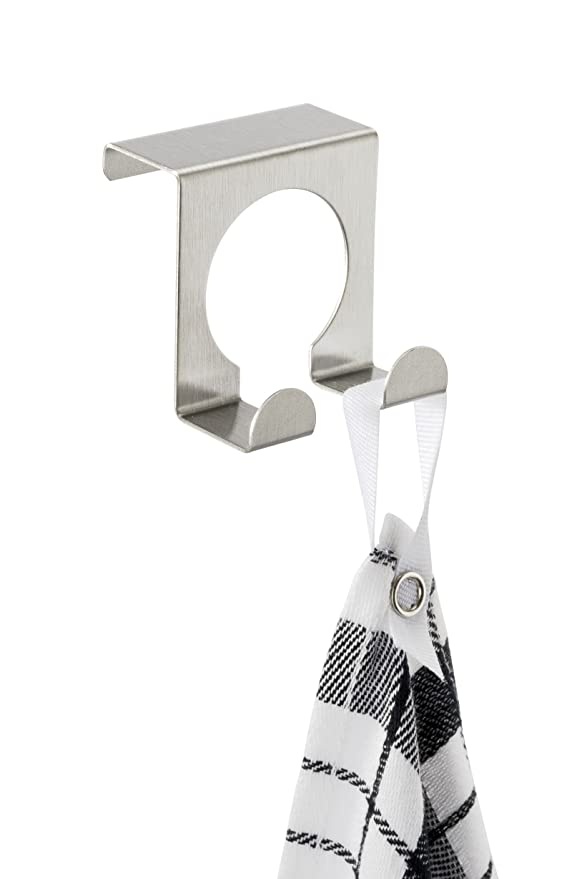 Dubbelkrok i metall för skåpdörr, 2 cm, DOPPELHAKEN, Silver