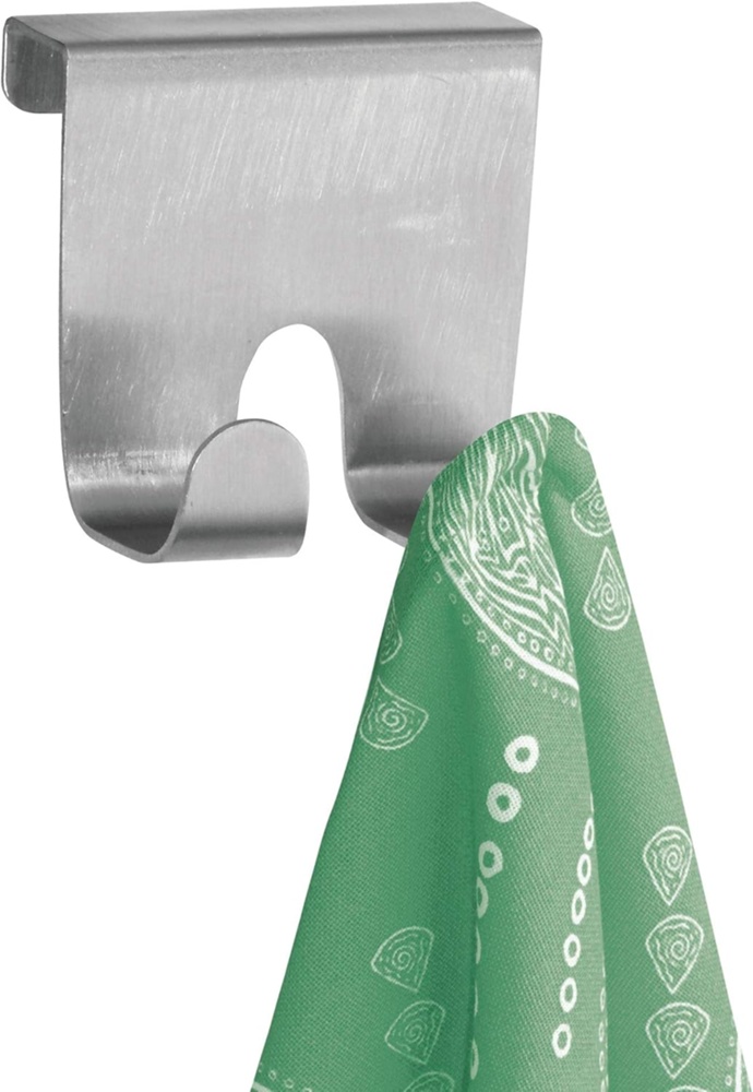 Dubbelkrok i rostfri metall för skåpdörr, FORMA, Silver