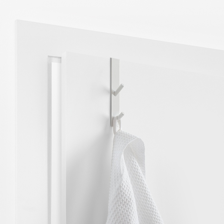 Dubbelkrok över dörr, Metall, GANCHO DOBLE, 3 x 4 x H 18 cm, Vit
