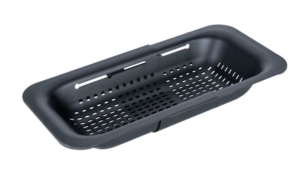 Durkslag, Över diskho, BLACK COLANDER, 36,5~50 x 20x H 7 cm, Svart