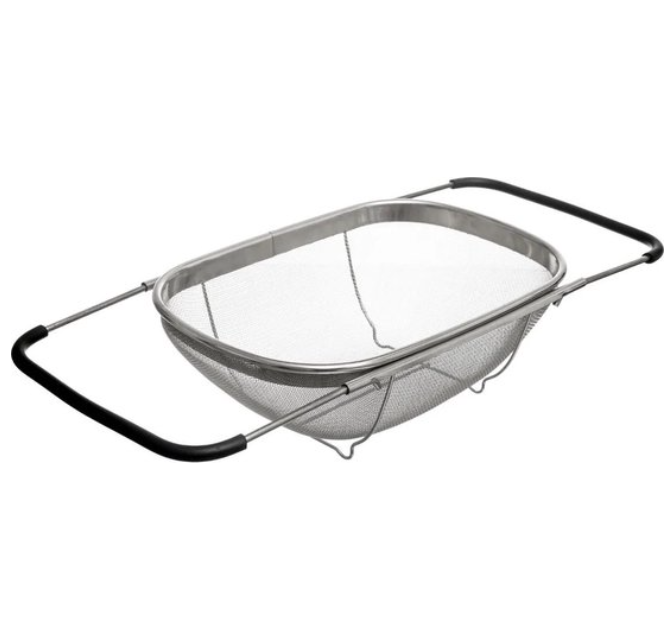 Durkslag, Över diskho, Finmaskig, STEEL STRAINER, 37 x 23 x H 12 cm, Silver