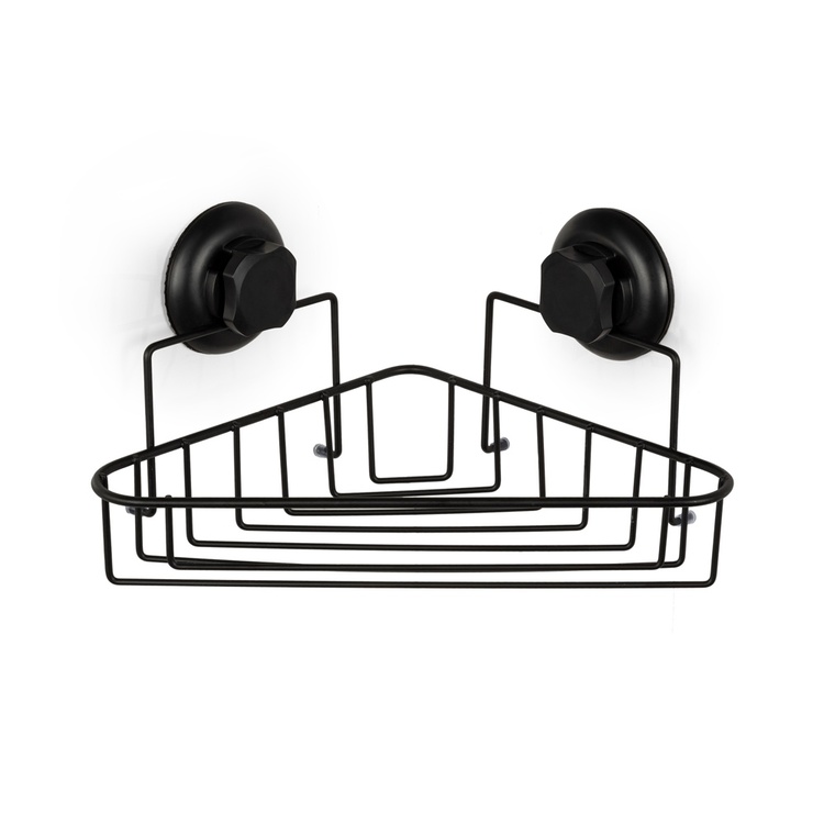 Duschkorg för hörn, med sugpropp, BESTLOCK, 23,8 x 23,8 x H12,8 cm, Svart