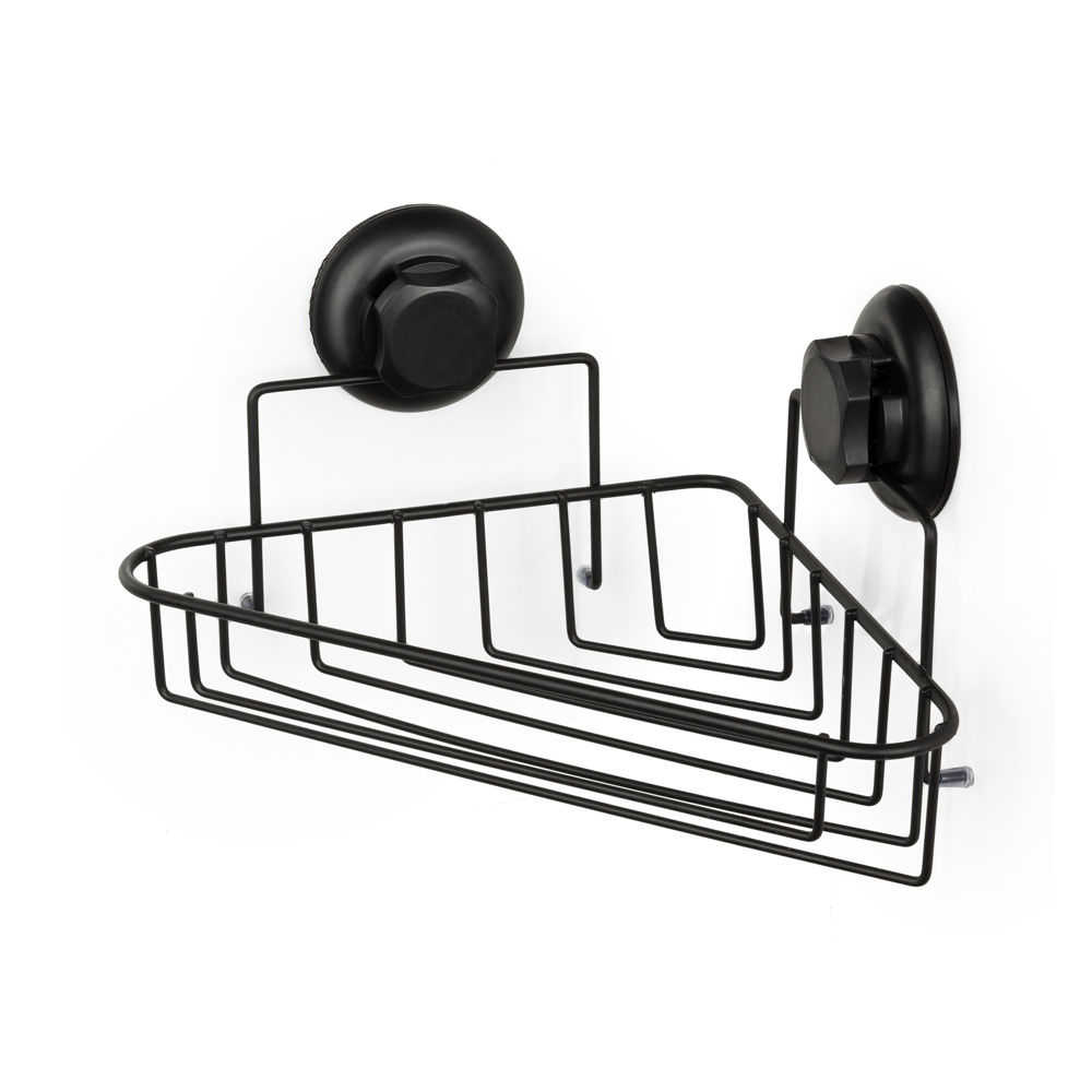 Duschkorg för hörn, med sugpropp, BESTLOCK, 23,8 x 23,8 x H12,8 cm, Svart