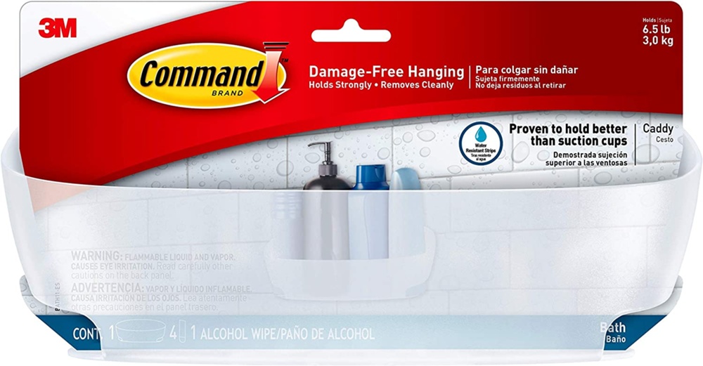 Duschkorg, Med Självhäftande remsor, COMMAND SHOWER CADDY, 30 x 11 x H12 cm, Frost- vit