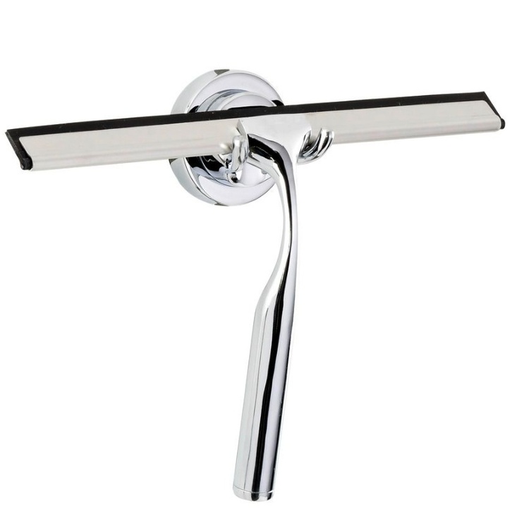 Duschskrapa med krokar, SQUWWGEE TERNI, 24,5 x H 16,5 cm, Krom