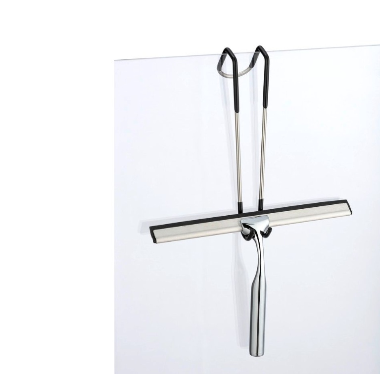Duschskrapa med krokar, SQUWWGEE TERNI, 24,5 x H 16,5 cm, Krom