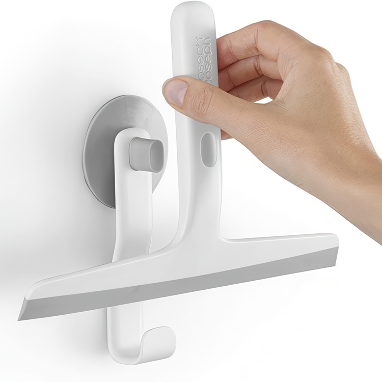Duschskrapa med sugpropp & krok, EASY-STORE SLIMLINE, Joseph Joseph, Vit