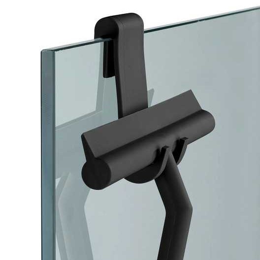 Duschskrapa med över-dörr krok, MOLA SILICONE SQUEEGEE, Svart