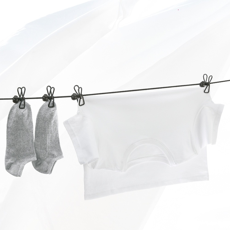 Elastisk lina med 12 klämmor, ELASTICA, 2 - 4 m, Svart