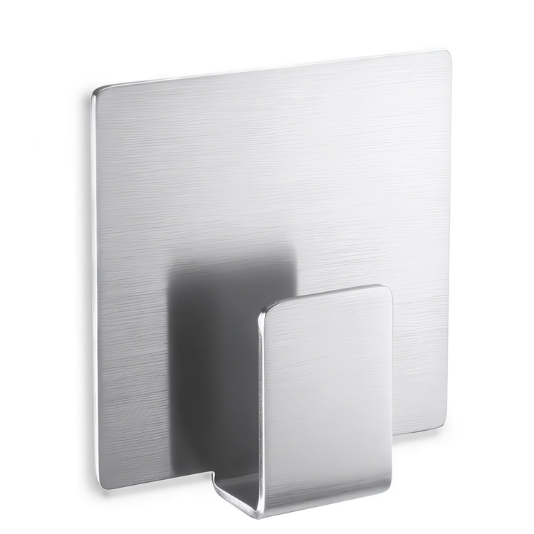 Enkelkrok Självhäftande, APPESO, 5,5 x H 5,8 cm, Zack, Borstat rostfritt stål