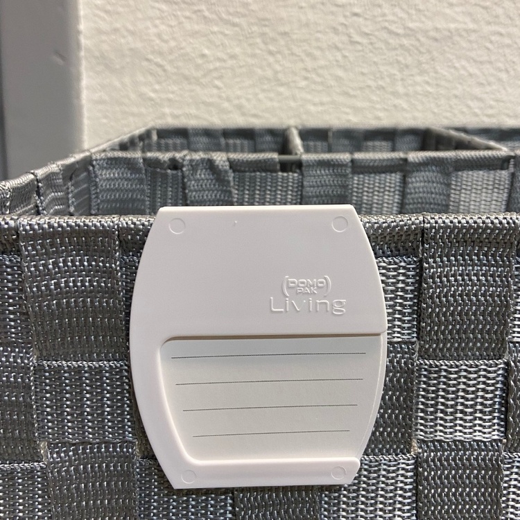 Etiketter för korgar och lådor, 4 stycken, BIN CLIPS, 7 x 8 cm, Vit