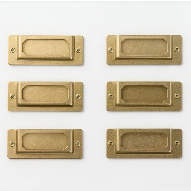Etiketthållare, 6 st, TRC BRASS LABEL PLATES, 4,4 x H 1,8 cm, Mässing