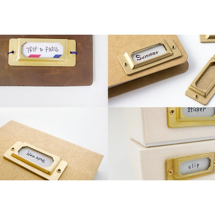 Etiketthållare, 6 st, TRC BRASS LABEL PLATES, 4,4 x H 1,8 cm, Mässing