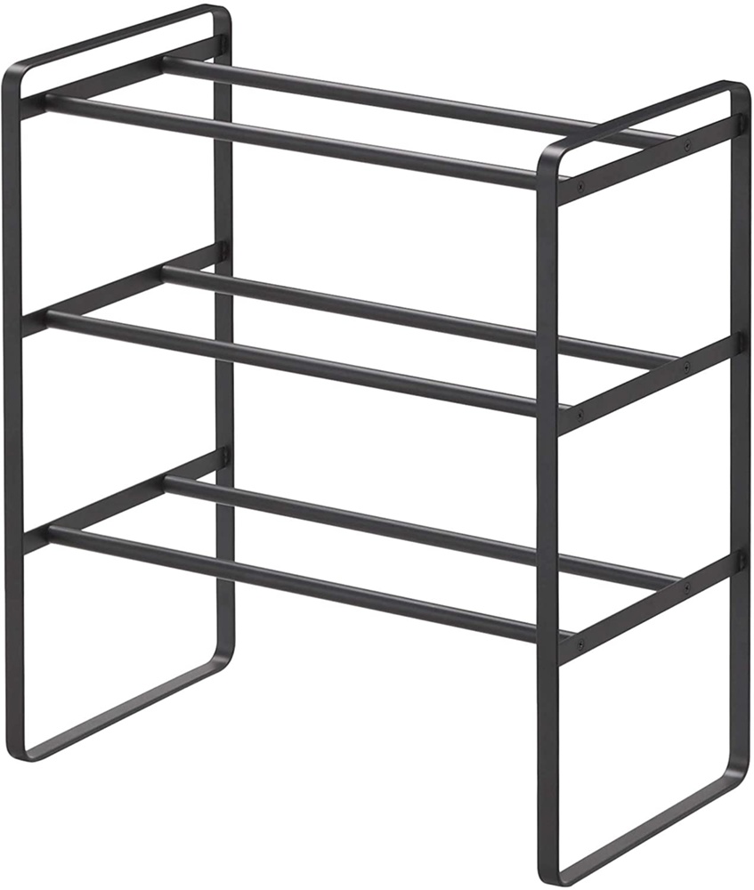 Expanderbar skohylla i metall, Stapelbar, FRAME 3-TIERED, 41~70 x 25 x H 46 cm, Yamazaki, Svart
