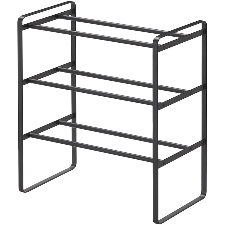 Expanderbar skohylla i metall, Stapelbar, FRAME 3-TIERED, 41~70 x 25 x H 46 cm, Yamazaki, Svart