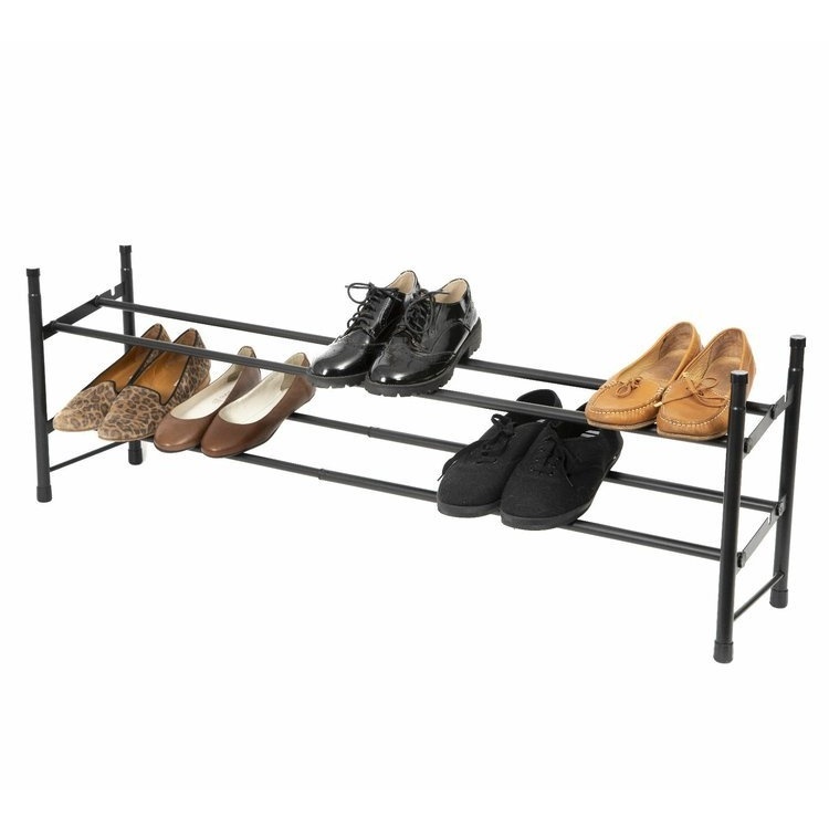 Expanderbar skohylla, STILITO TELESCOPIC, 62~117 x 23 x H 35 cm, Svart