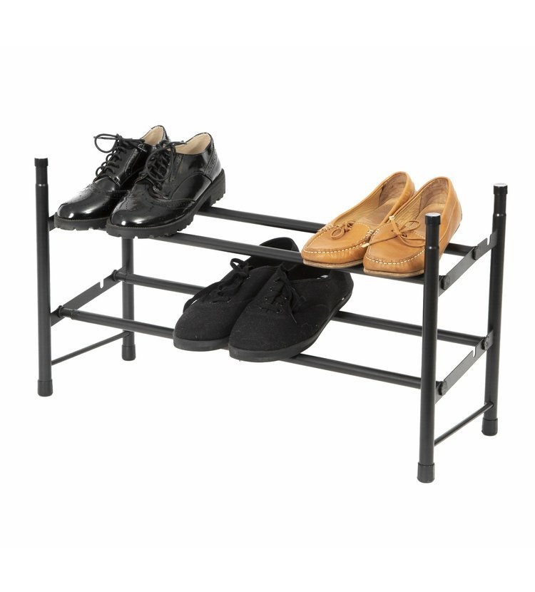 Expanderbar skohylla, STILITO TELESCOPIC, 62~117 x 23 x H 35 cm, Svart