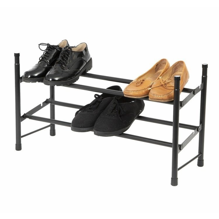 Expanderbar skohylla, STILITO TELESCOPIC, 62~117 x 23 x H 35 cm, Svart