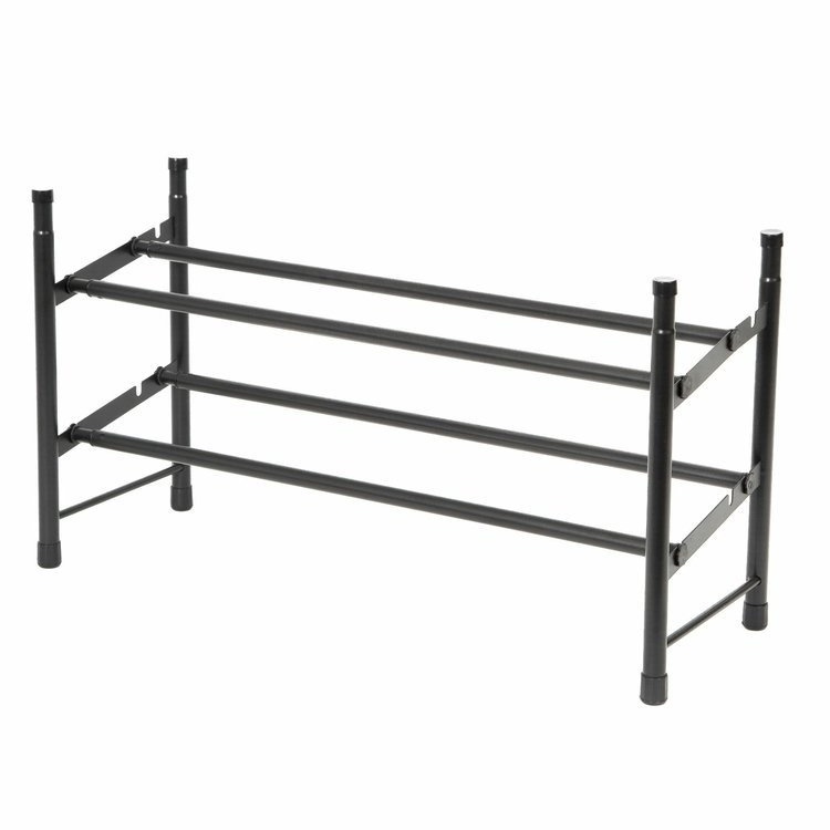 Expanderbar skohylla, STILITO TELESCOPIC, 62~117 x 23 x H 35 cm, Svart