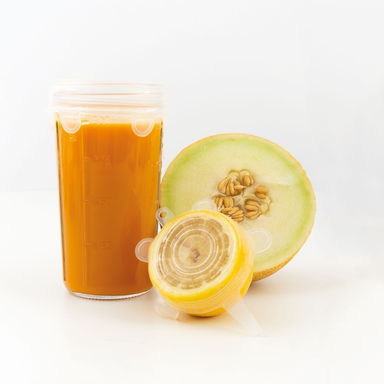 Expanderbara, lufttäta lock i silikon, 4st, DOTZ SMALL ROUND STRETCH TOPS, Transparent