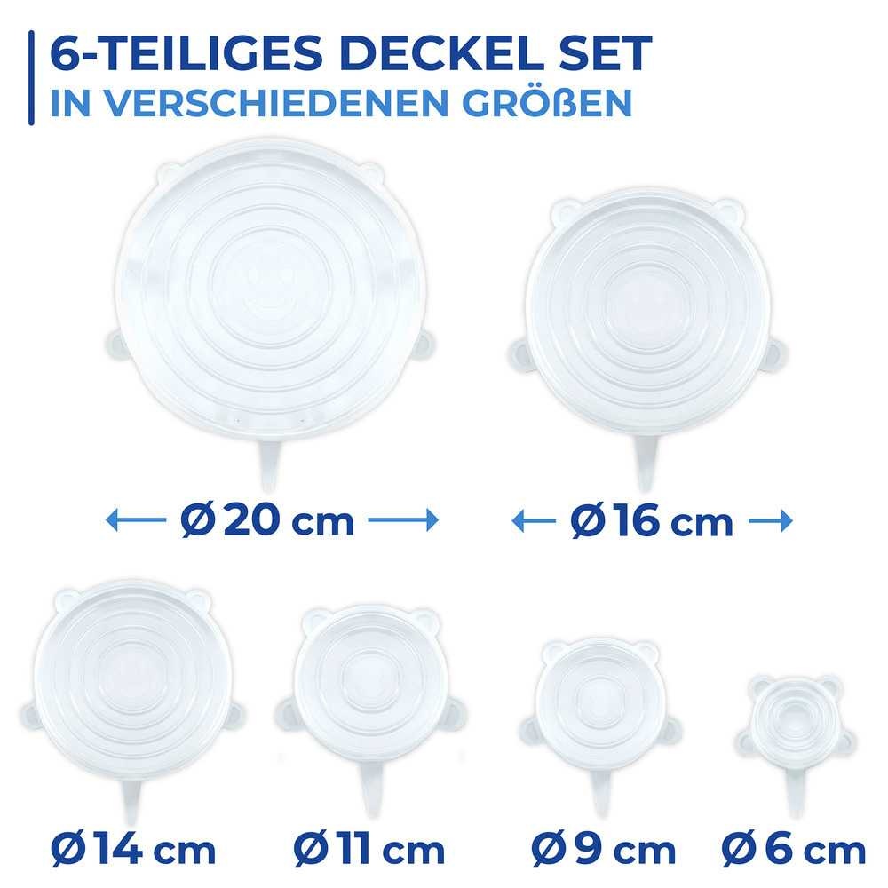 Expanderbara, lufttäta lock i silikon, 6 st, SILICONE STRETCH TOPS, Transparent