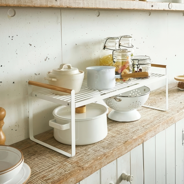 Extra hylla, Lång, TOSCA STORAGE RACK, 60 × 22,5 × H22 cm, Yamazaki, Vit