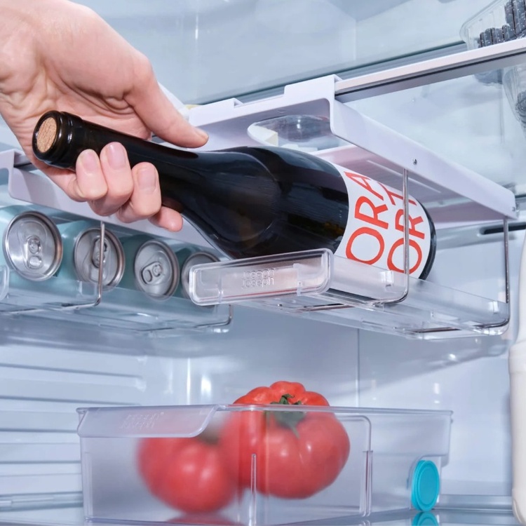Flaskställ för kylen, JOSEPH JOSEPH UNDER SHELF BOTTLE HOLDER, Transparent / vit