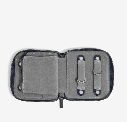 Fodral för smycken, STACKERS COMPACT JEWELLRY PURSE, 11 x 11 x 2,5 cm, Pebble Navy / Grå
