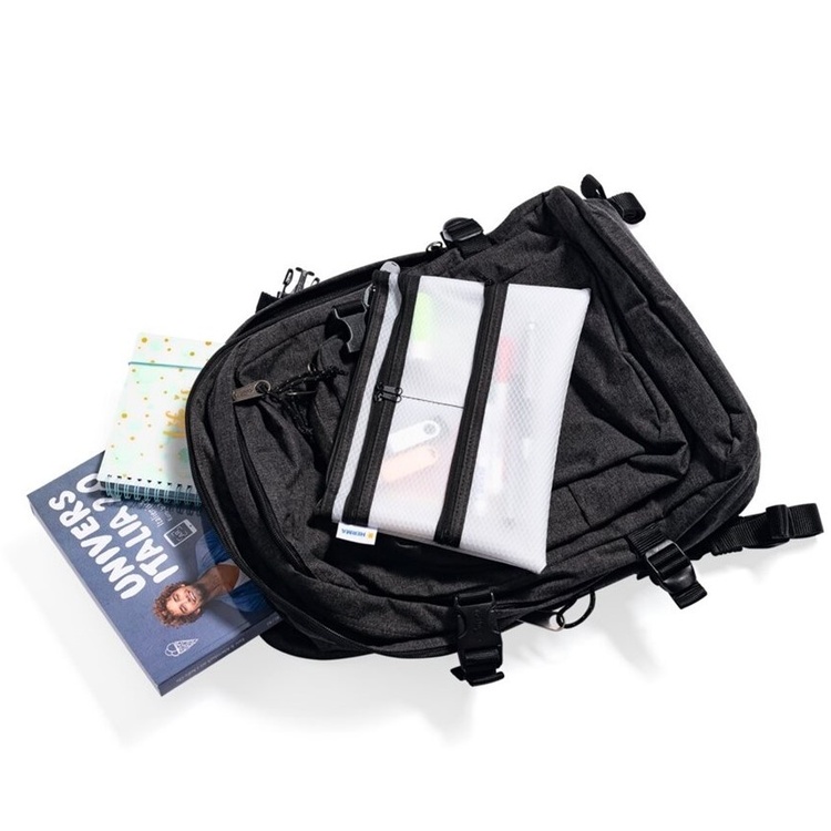 Fodral med fickor, UNIVERSAL MULTI BAG A5, 26 x 20 cm, Transparent / Svart