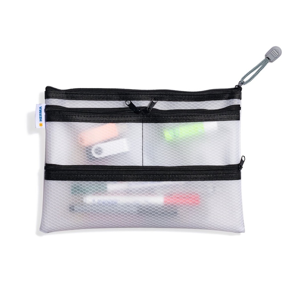 Fodral med fickor, UNIVERSAL MULTI BAG A5, 26 x 20 cm, Transparent / Svart
