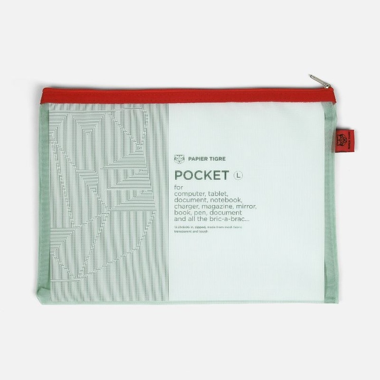 Fodral, PAPIER TIGRE LARGE MESH POCKET, 24 x 31 cm