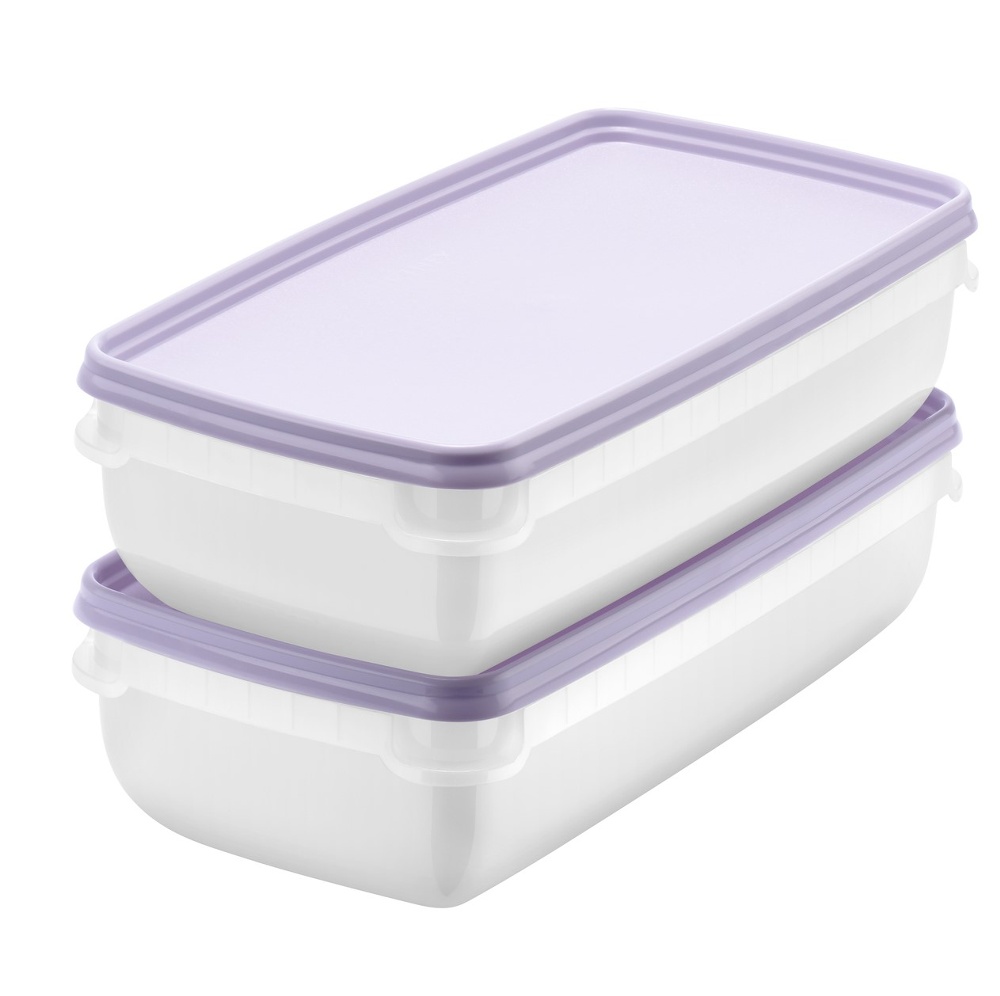 Frysburkar 1,2L, Stapelbara, 2 st, SMARTSTORE FROST, Vit / Lila